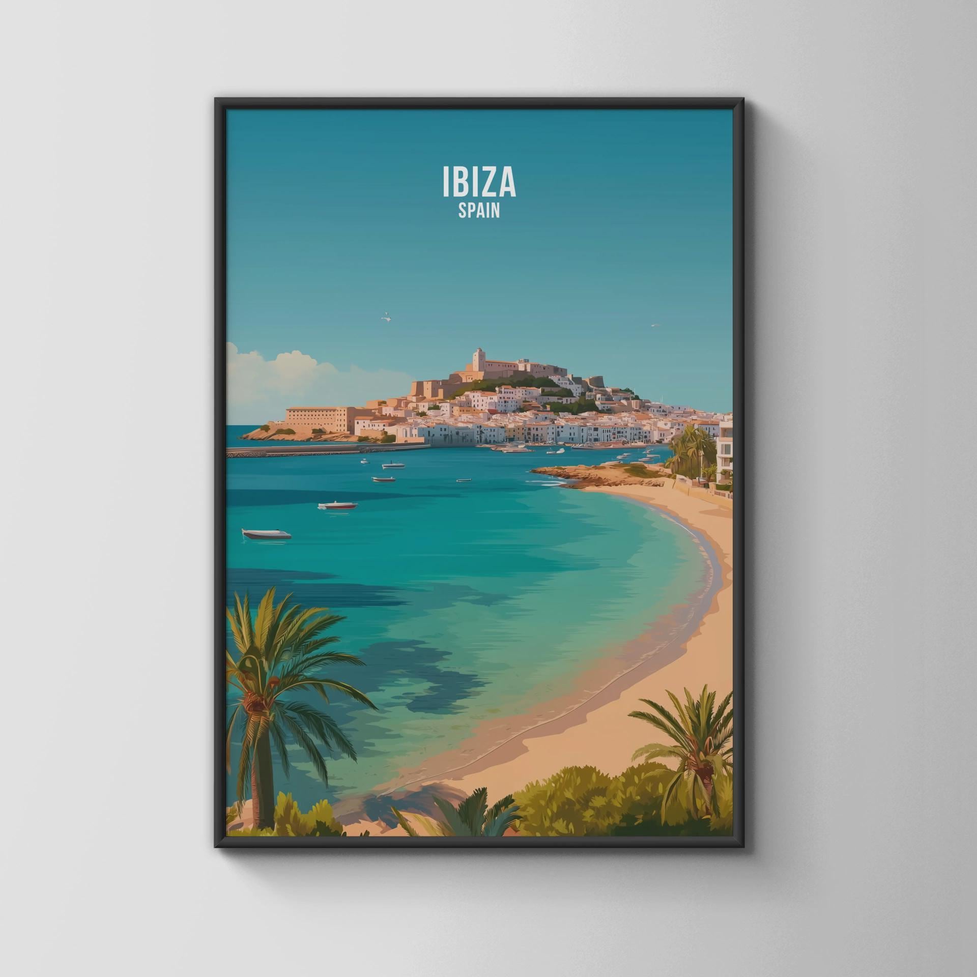 Ibiza Spain 3D Wall Art Print Coastal Landscape Poster - Travel Wall Art