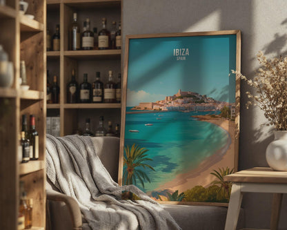 Ibiza Spain 3D Wall Art Print Coastal Landscape Poster - Travel Wall Art