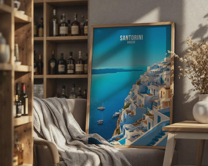 Santorini Greece Travel Poster Art Print - Travel Wall Art