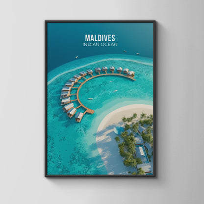 Maldives Indian Ocean Travel Poster Wall Art Print - Travel Wall Art