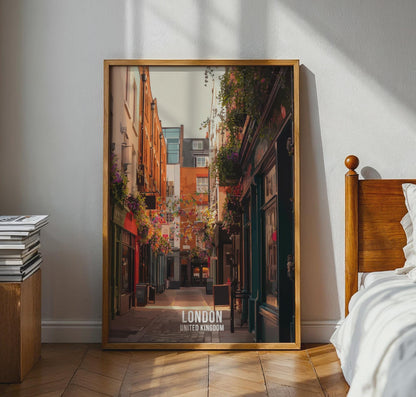 London Cityscape Wall Art Print with Colourful Alley View - Travel Wall Art