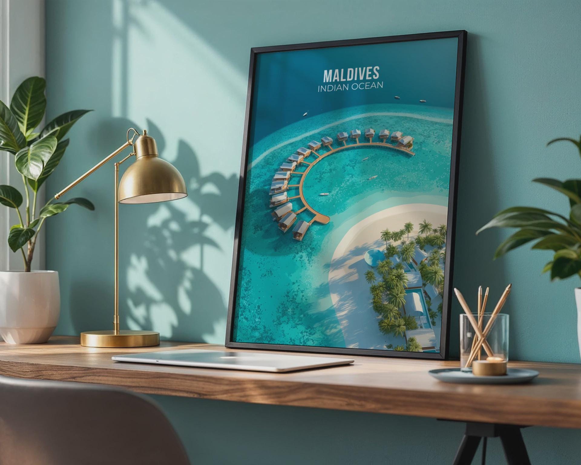 Maldives Indian Ocean Travel Poster Wall Art Print - Travel Wall Art