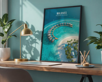 Maldives Indian Ocean Travel Poster Wall Art Print - Travel Wall Art