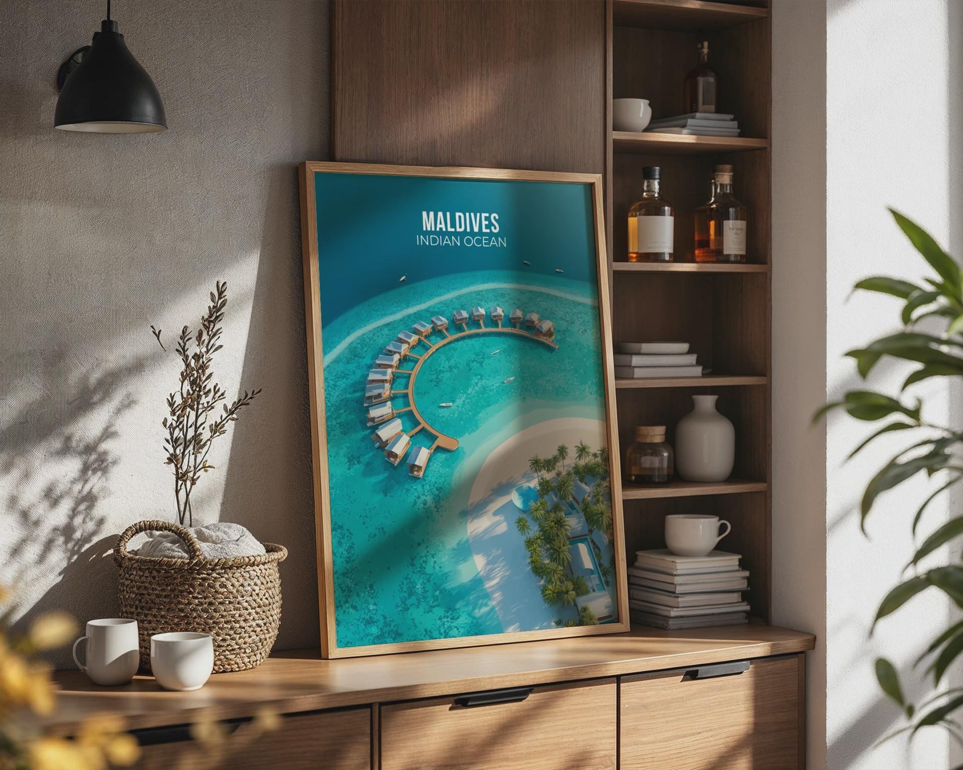 Maldives Indian Ocean Travel Poster Wall Art Print - Travel Wall Art