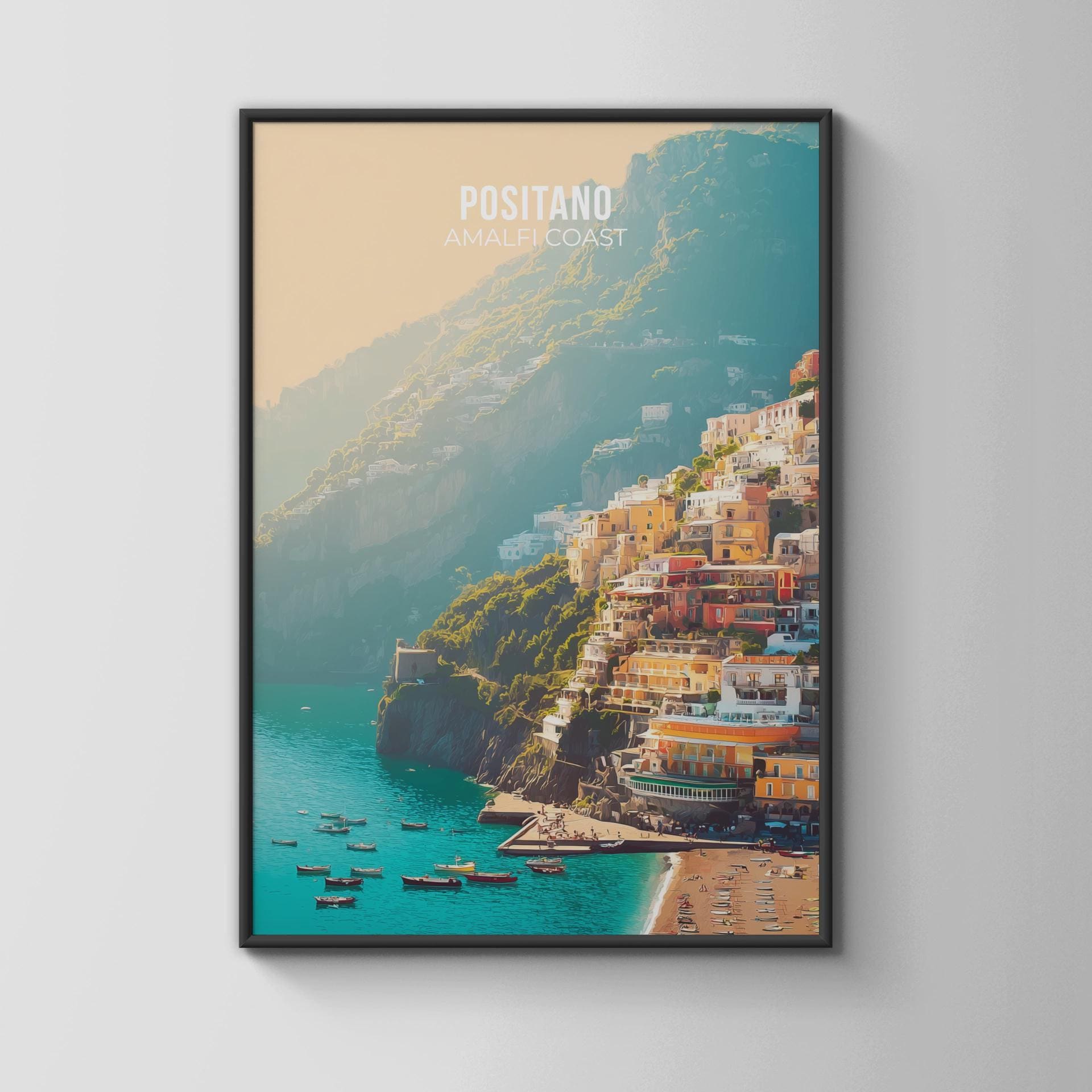 Positano Amalfi Coast Art Print Landscape Scenery - Travel Wall Art