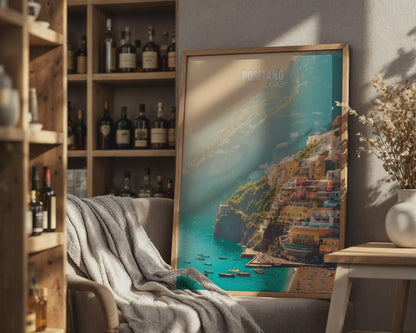 Positano Amalfi Coast Art Print Landscape Scenery - Travel Wall Art