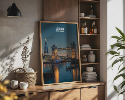 London Tower Bridge Poster Night Scene Art Print - Travel Wall Art