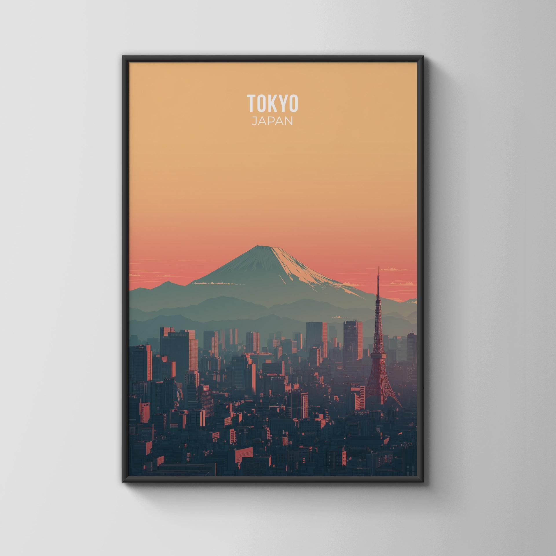 Tokyo Japan Print Mountain Fuji Cityscape Wall Art - Travel Wall Art