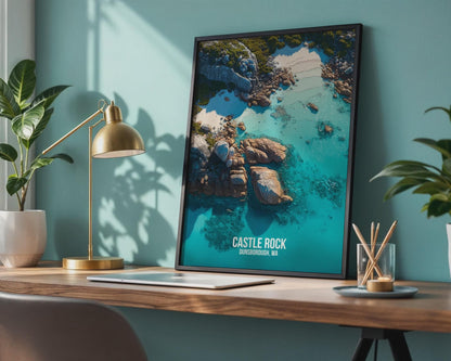 Castle Rock Dunsborough WA Print Coastal Art Poster - Travel Wall Art