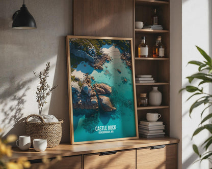 Castle Rock Dunsborough WA Print Coastal Art Poster - Travel Wall Art