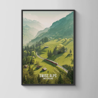 Swiss Alps Train Journey Wall Art Print Poster - Travel Wall Art