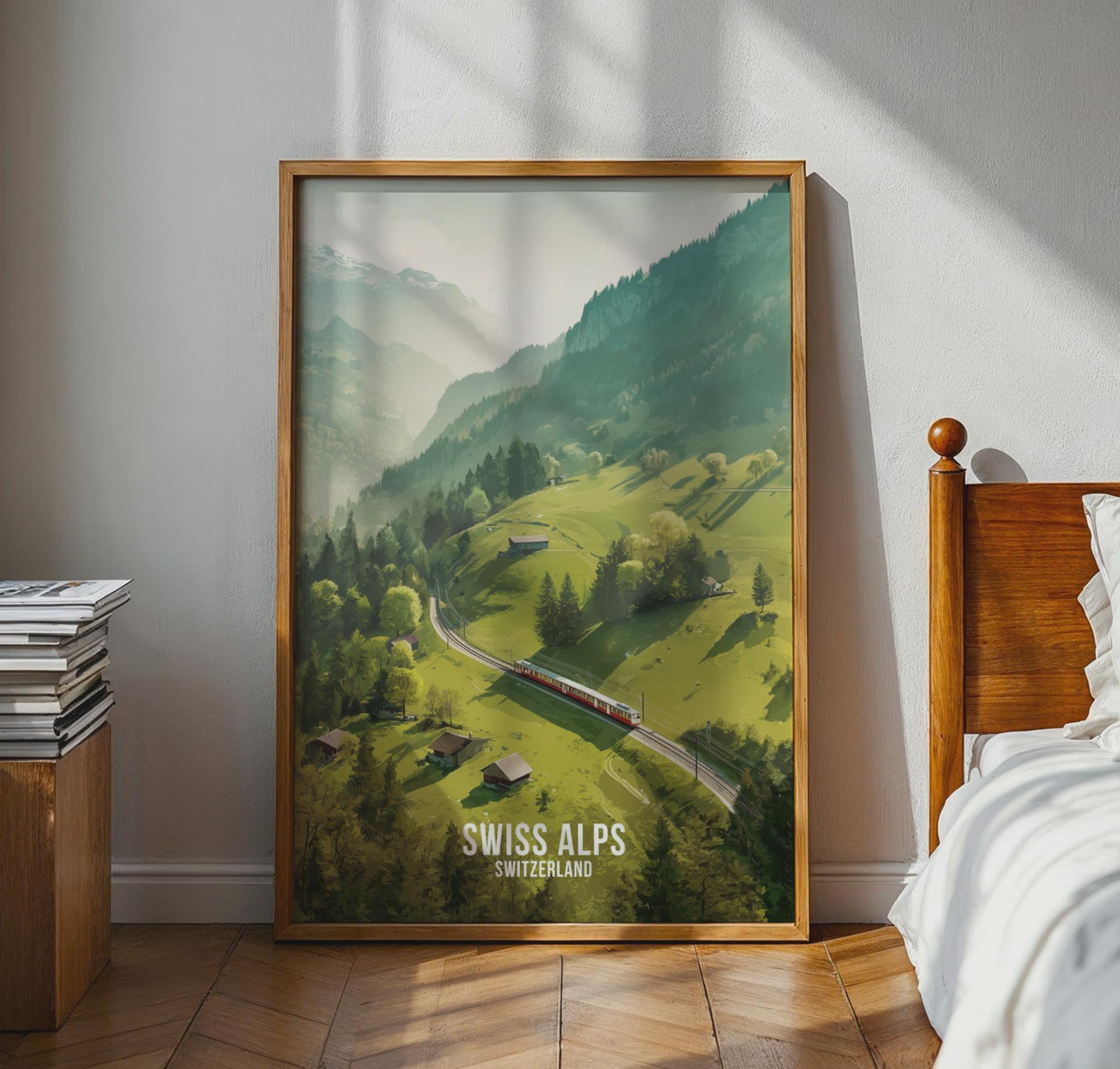 Swiss Alps Train Journey Wall Art Print Poster - Travel Wall Art