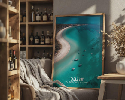 Eagle Bay Dunsborough Wall Art Poster Print Aerial View Beach Landscape - Travel Wall Art