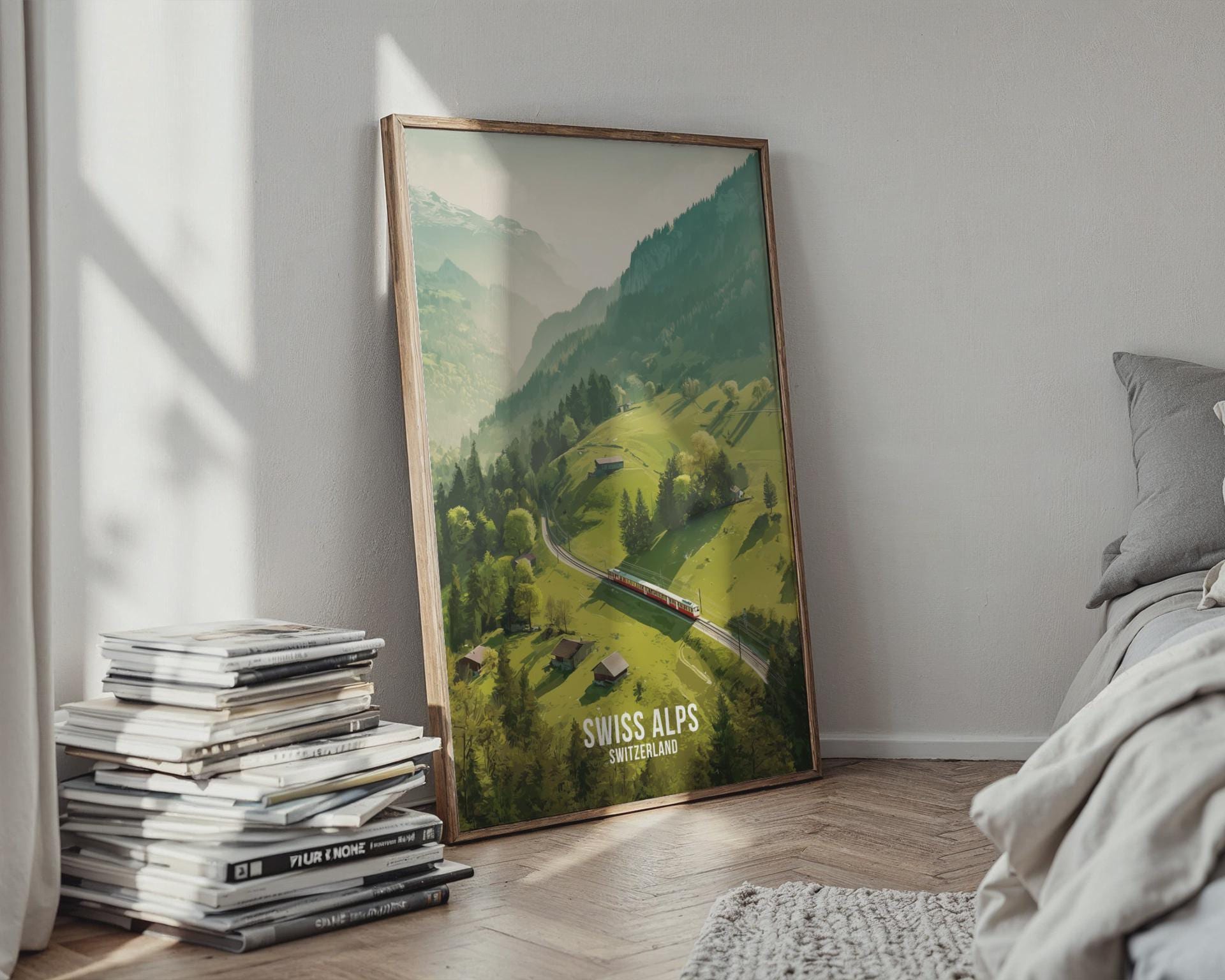 Swiss Alps Train Journey Wall Art Print Poster - Travel Wall Art