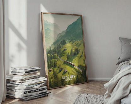 Swiss Alps Train Journey Wall Art Print Poster - Travel Wall Art
