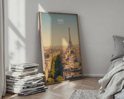 Paris France Poster Artwork with Eiffel Tower - Travel Wall Art