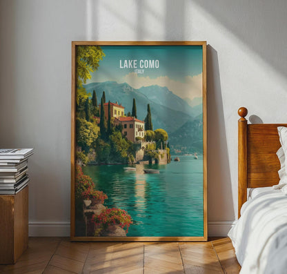 Lake Como Italy Print Vintage Travel Poster Wall Art - Travel Wall Art