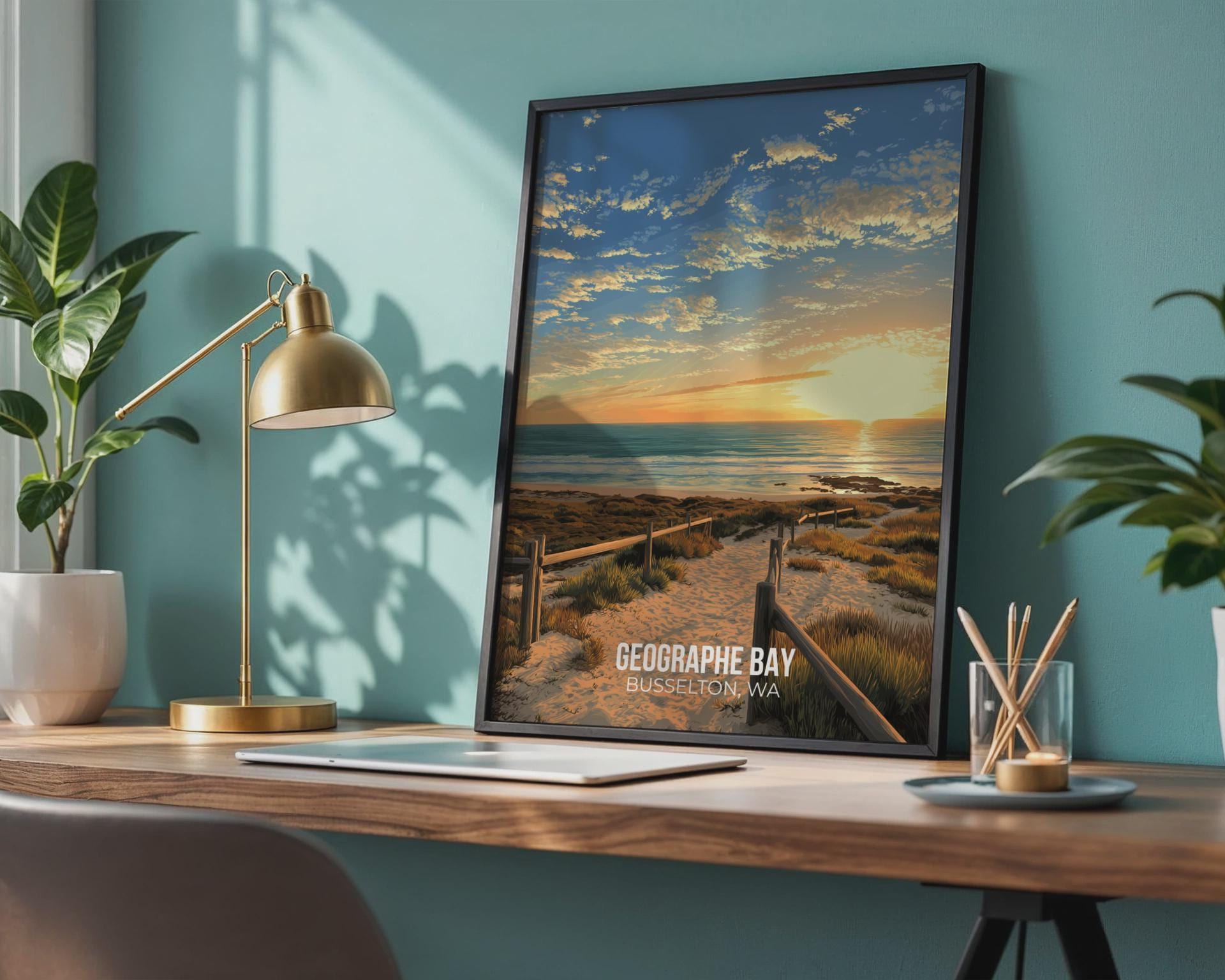 Geographe Bay Wall Art Poster Busselton WA Beach Sunset Print - Travel Wall Art