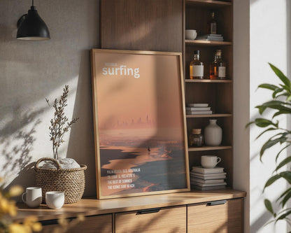 Surfing at Palm Beach Wall Art Print - Travel Wall Art
