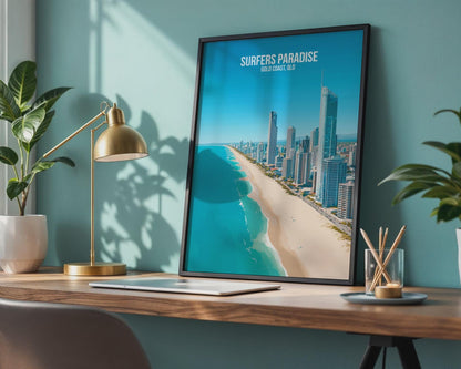 Surfers Paradise Coastal Art Print Wall Art Gold Coast QLD - Travel Wall Art