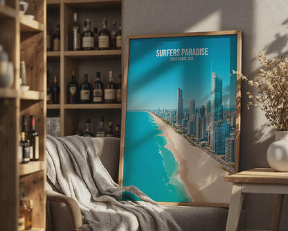 Surfers Paradise Coastal Art Print Wall Art Gold Coast QLD - Travel Wall Art