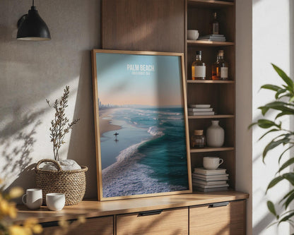 Palm Beach Travel Poster Gold Coast Art Print Ocean Waves - Travel Wall Art
