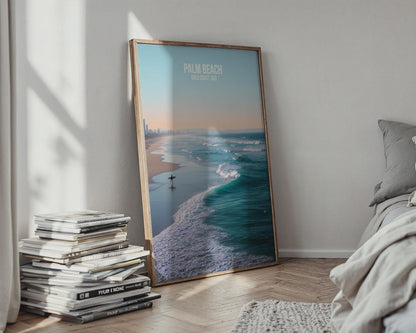 Palm Beach Travel Poster Gold Coast Art Print Ocean Waves - Travel Wall Art