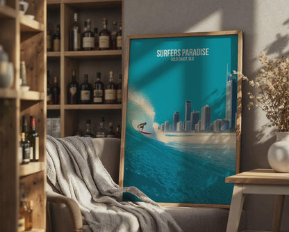 Surfers Paradise Coastal Wall Art Print - Travel Wall Art