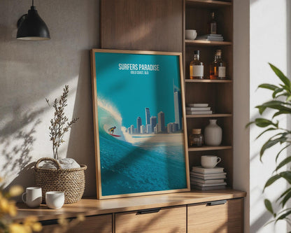 Surfers Paradise Coastal Wall Art Print - Travel Wall Art