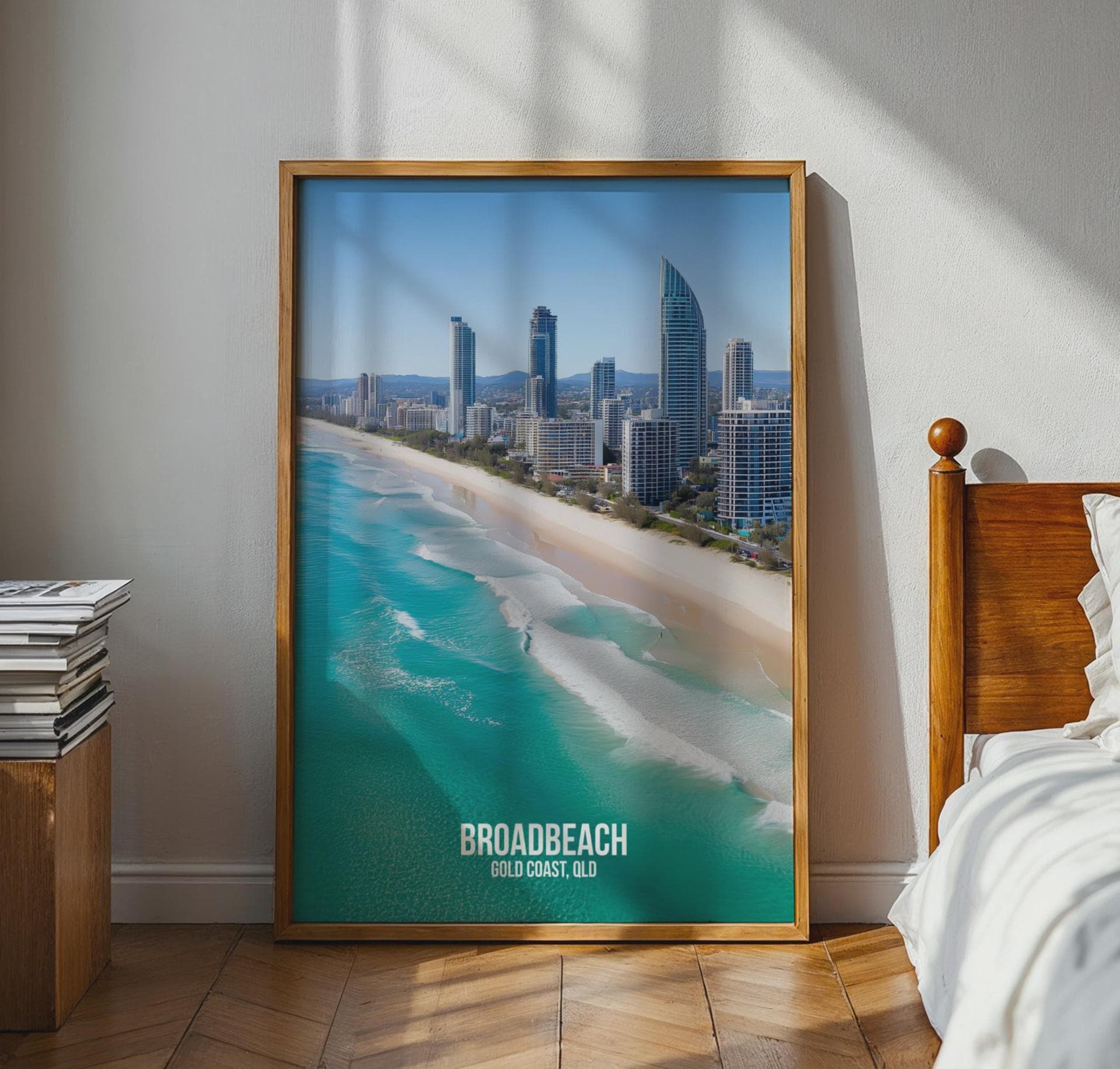 Broadbeach Gold Coast Shoreline Poster Wall Art - Travel Wall Art
