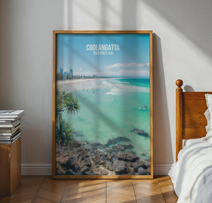 Coolangatta Beach Poster Gold Coast Art Print - Travel Wall Art