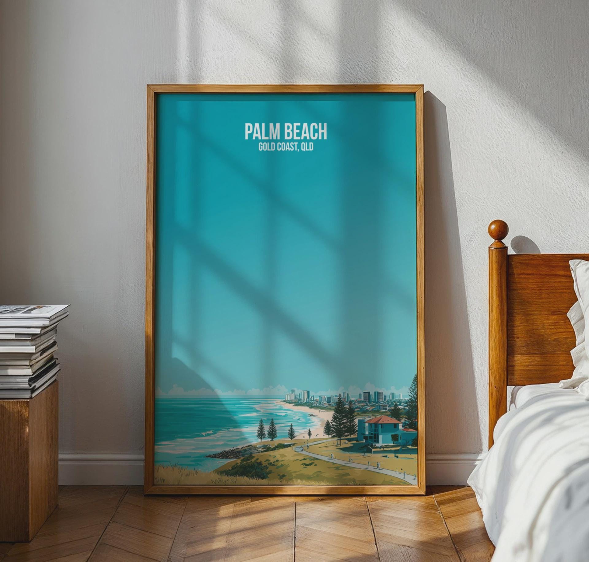 Palm Beach Travel Poster Art Print Gold Coast Queensland - Travel Wall Art