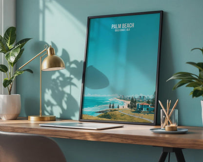 Palm Beach Travel Poster Art Print Gold Coast Queensland - Travel Wall Art