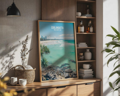 Coolangatta Beach Poster Gold Coast Art Print - Travel Wall Art