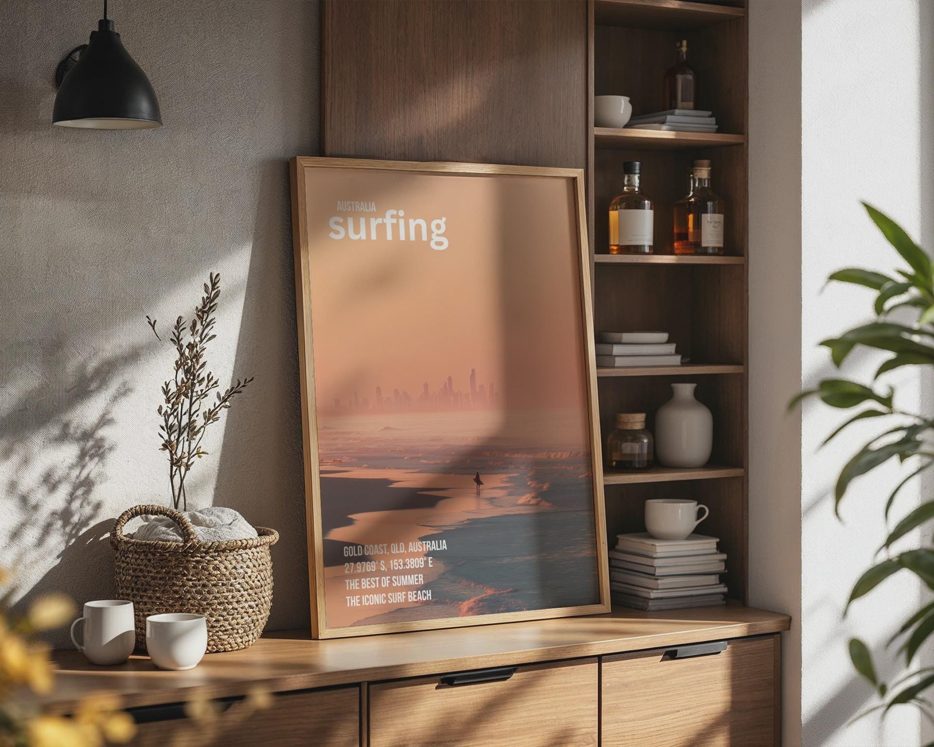 Australia Surfing Poster Gold Coast Print Wall Art Summer Beach - Travel Wall Art