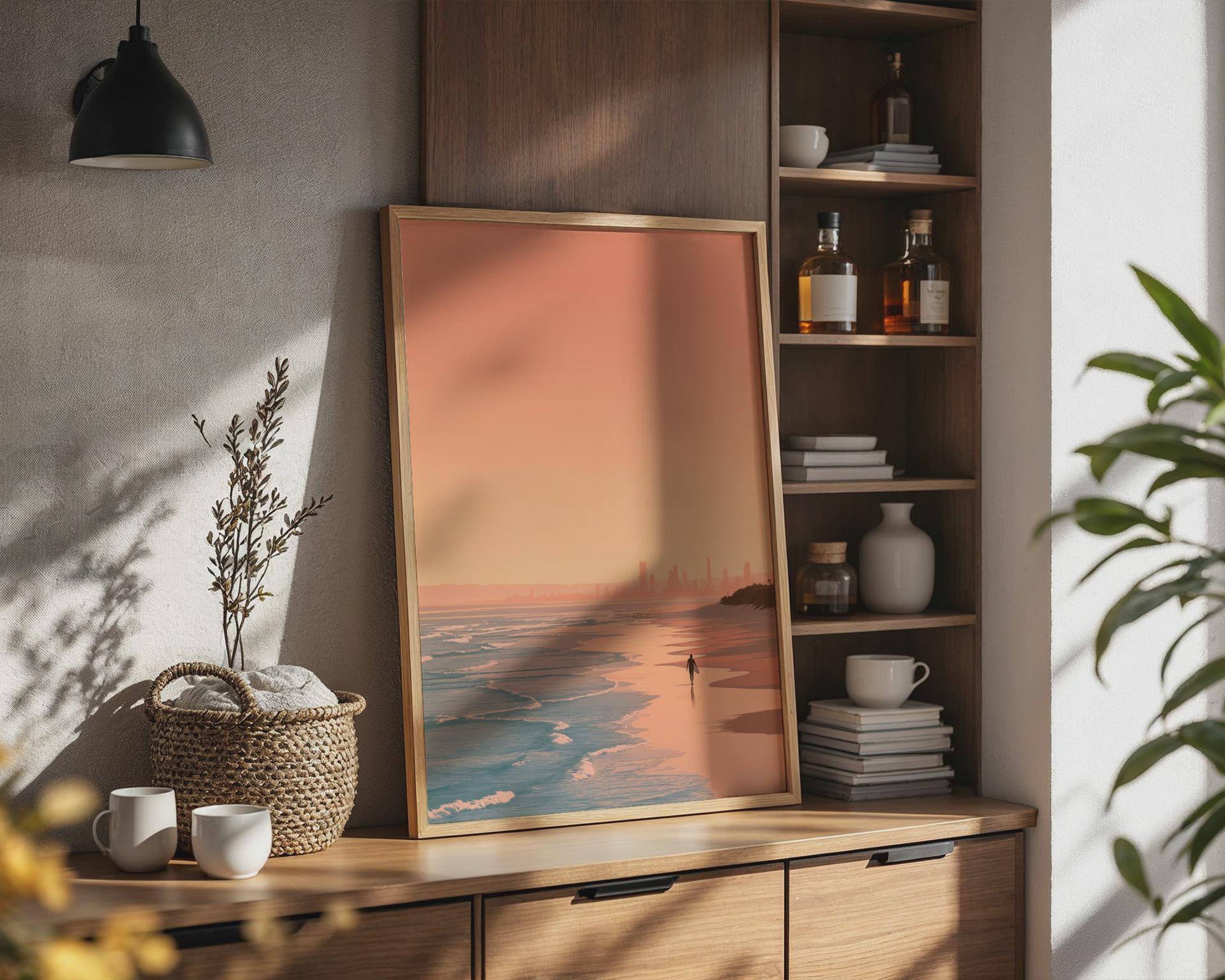 Gold Coast Beach Sunset Wall Art Print - Travel Wall Art