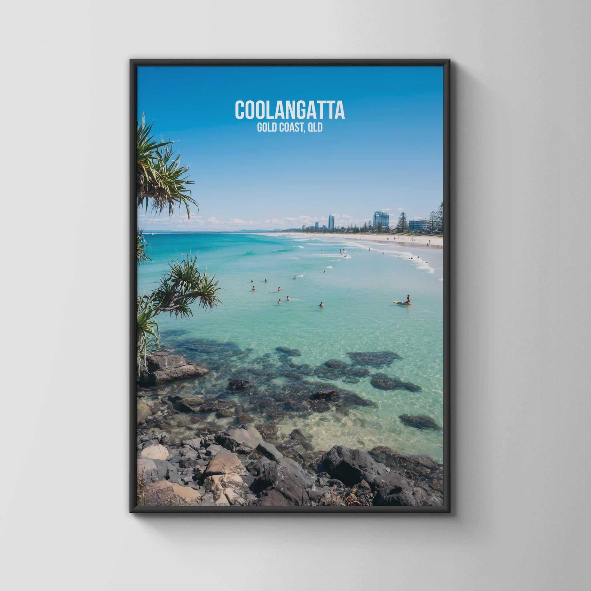Coolangatta Beach Wall Art Print Scenic Poster Coastal Queensland - Travel Wall Art