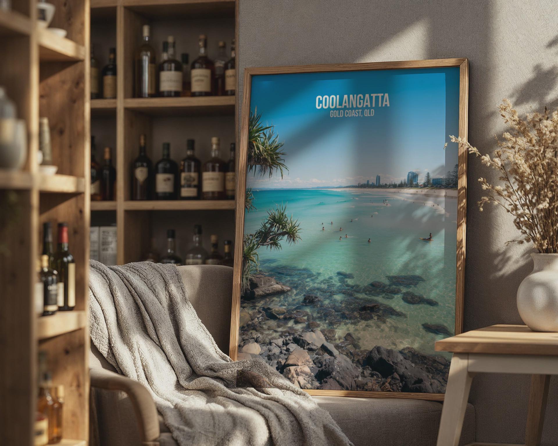 Coolangatta Beach Wall Art Print Scenic Poster Coastal Queensland - Travel Wall Art