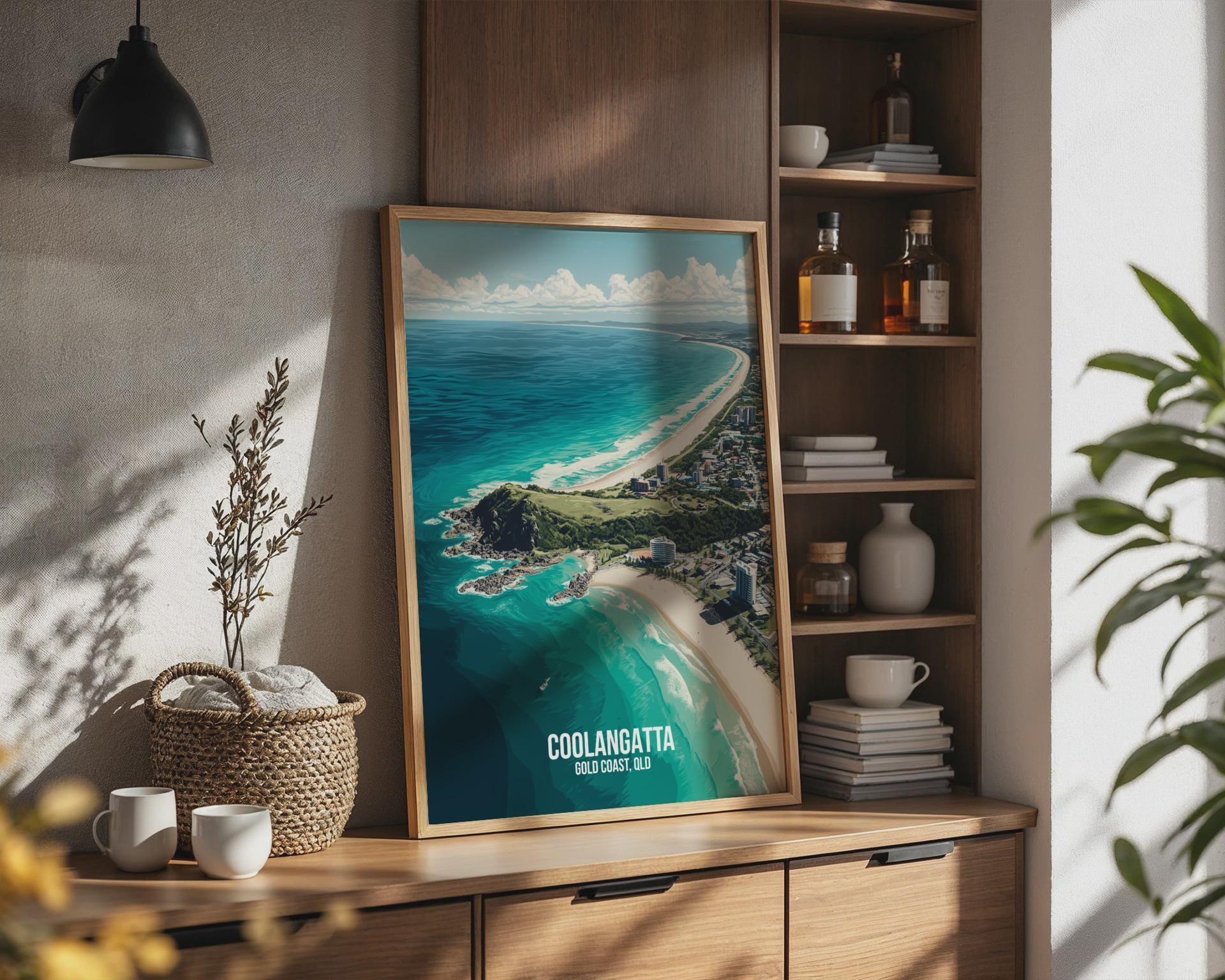 Coolangatta Coastal Wall Art Print Australia Travel Poster - Travel Wall Art