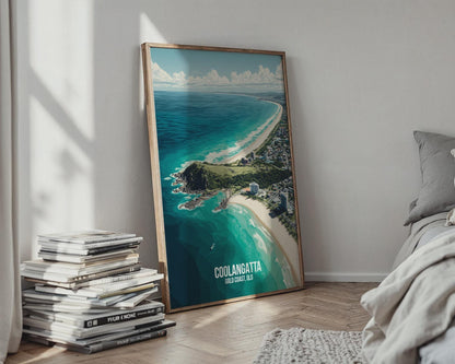 Coolangatta Coastal Wall Art Print Australia Travel Poster - Travel Wall Art