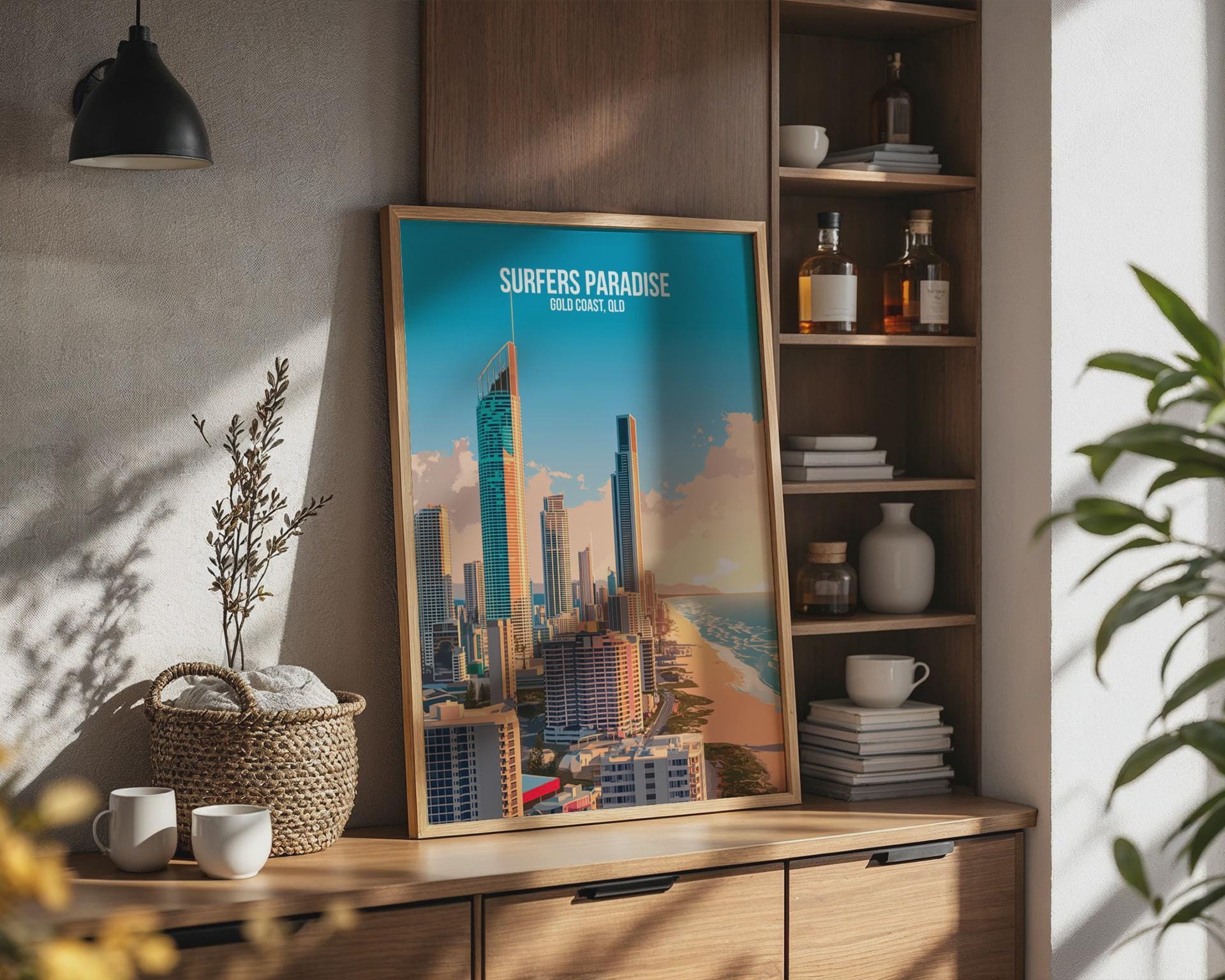 Surfers Paradise Print Coastal Cityscape Wall Art - Travel Wall Art