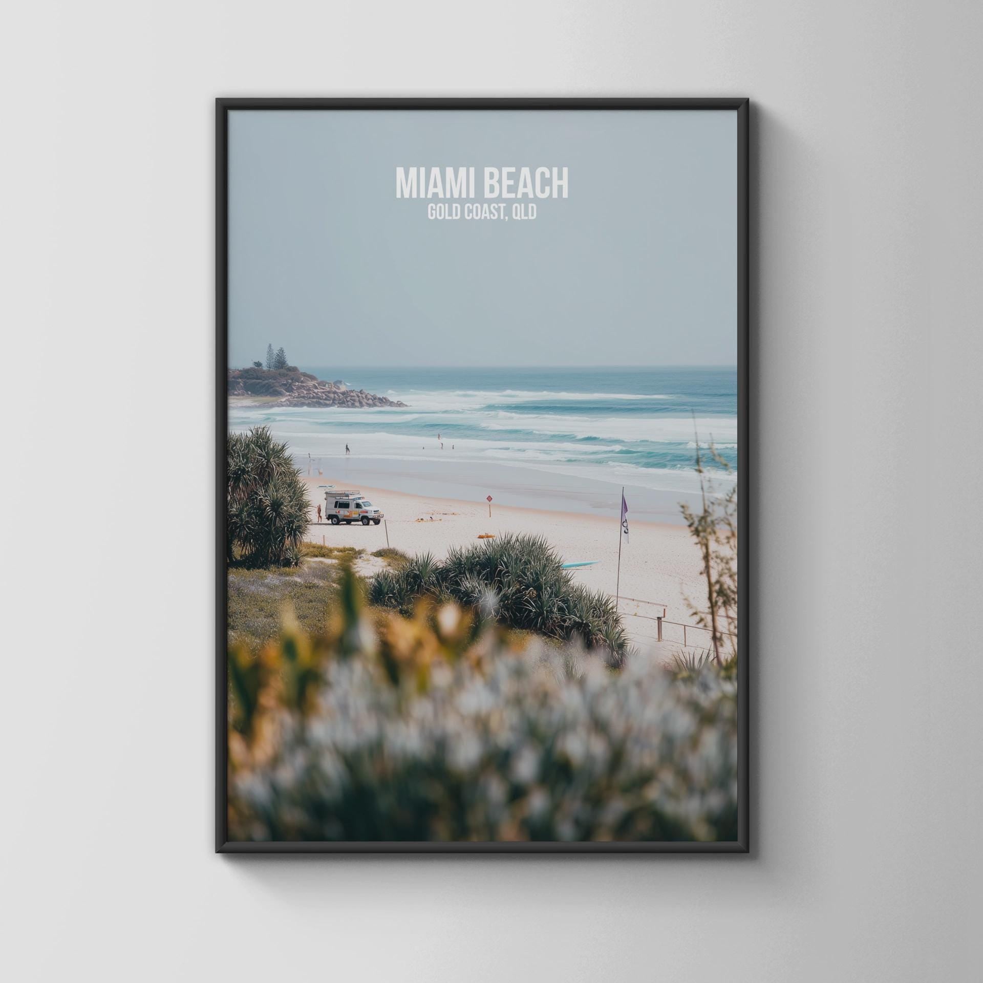 Miami Beach Gold Coast QLD Print Poster Wall Art - Travel Wall Art