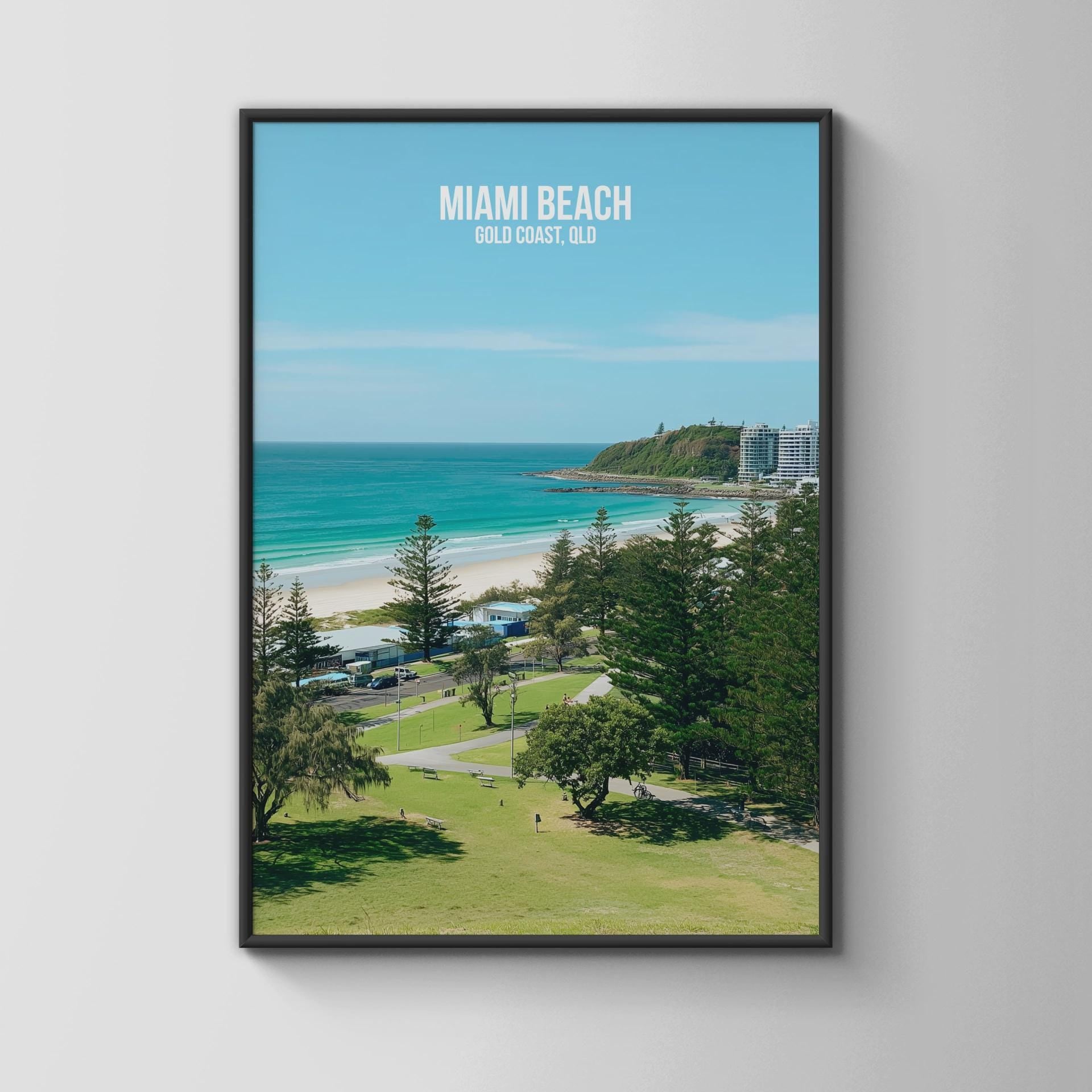 Miami Beach Gold Coast Artwork Poster Print - Travel Wall Art
