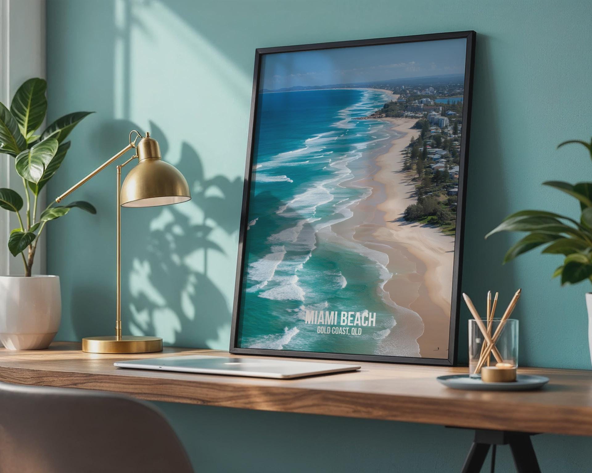Miami Beach Wall Art Print Coastal Scene QLD Australia - Travel Wall Art
