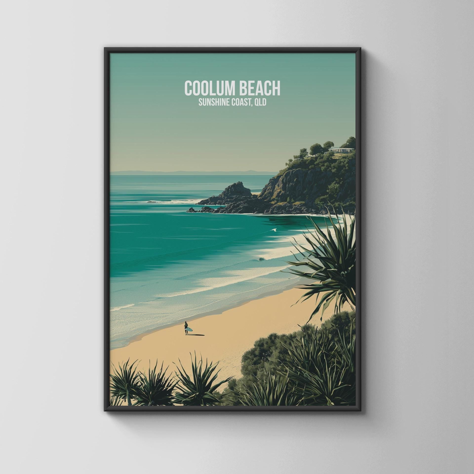Coolum Beach Travel Art Print Coastal Scene - Travel Wall Art