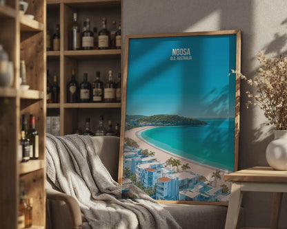 Noosa QLD Australia Art Print Beach Wall Art Minimalist Poster - Travel Wall Art