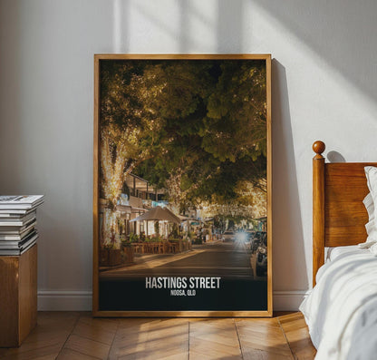 Hastings Street Noosa Print Night Scene Art - Travel Wall Art