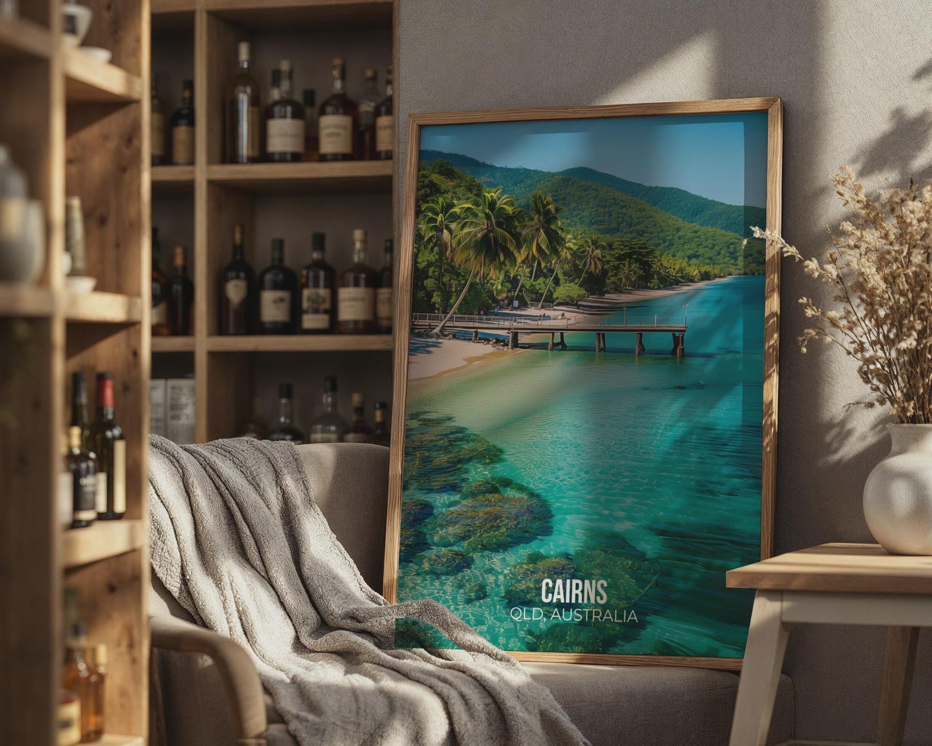 Cairns Queensland Coastal Landscape Poster Print Wall Art - Travel Wall Art