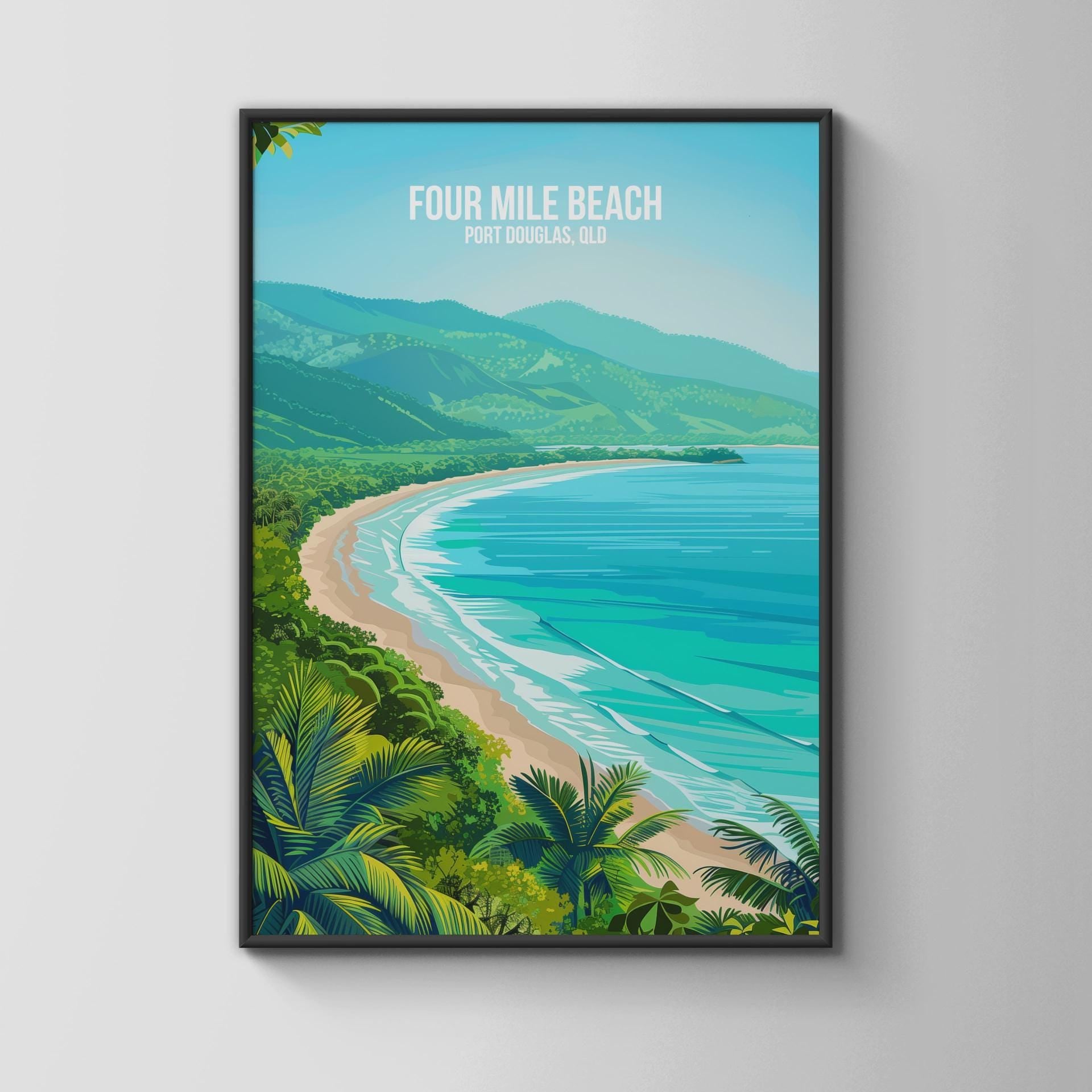 Four Mile Beach Port Douglas Poster Coastal Art - Travel Wall Art