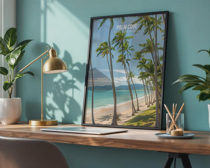 Palm Cove Tropical Beach Poster Print Wall Art - Travel Wall Art